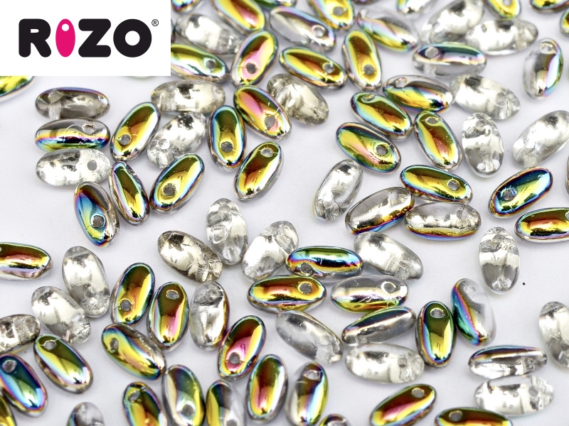 Korálky RIZO 2,5 x 6 mm Crystal Vitrail