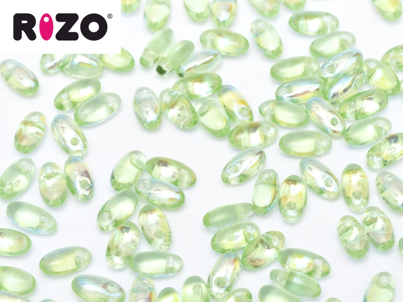 Korálky RIZO 2,5 x 6 mm Peridot AB