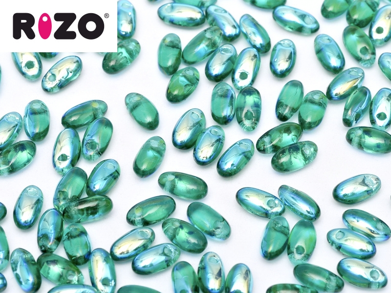 Korálky RIZO 2,5 x 6 mm Emerald AB