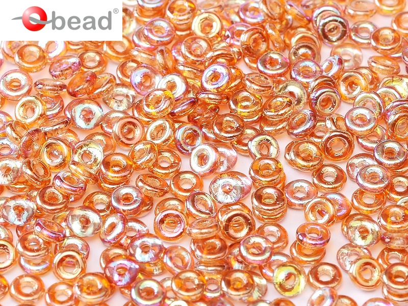 Korálky O BEAD 1 x 4 mm Crystal Orange Rainbow